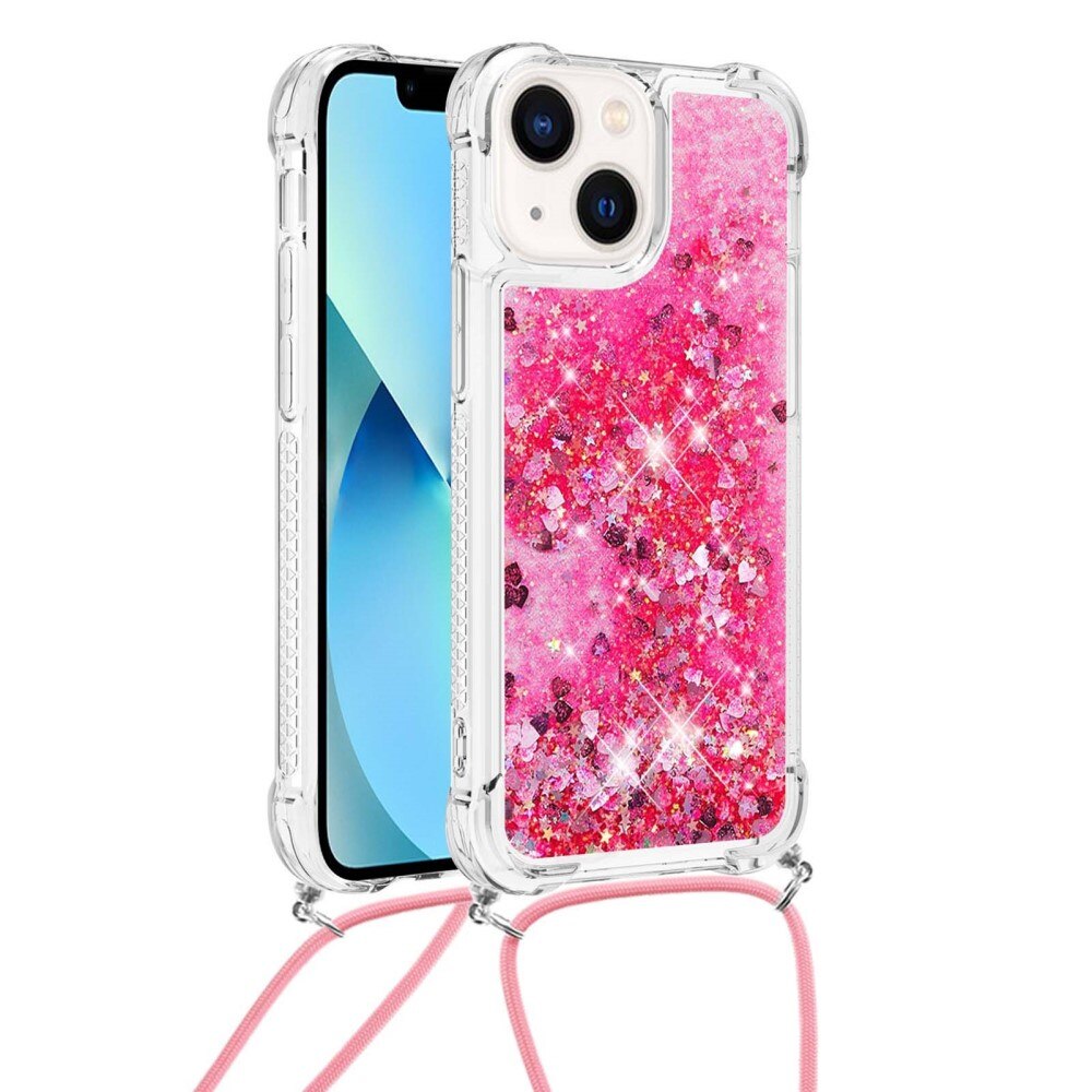 Cover cinturino Glitter Powder TPU iPhone 15 rosa