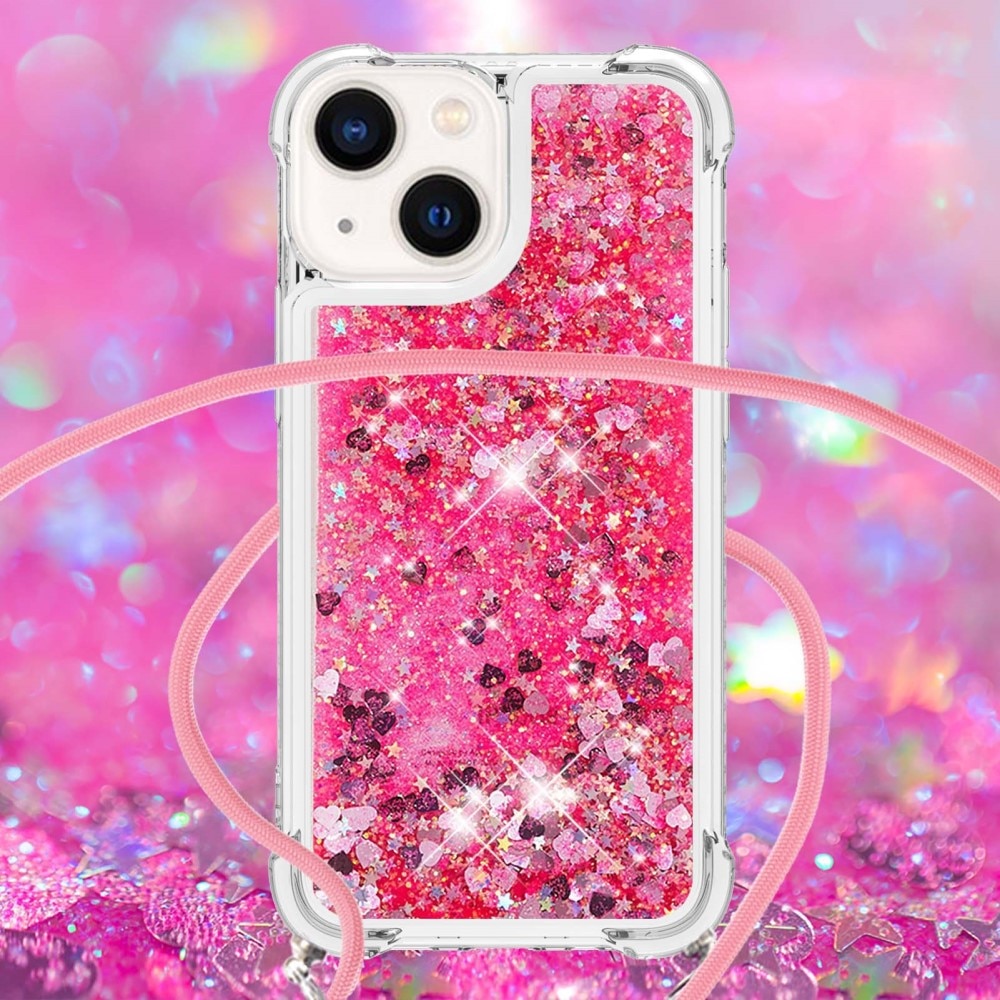 Cover cinturino Glitter Powder TPU iPhone 15 rosa