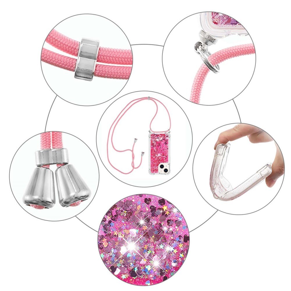Cover cinturino Glitter Powder TPU iPhone 15 rosa