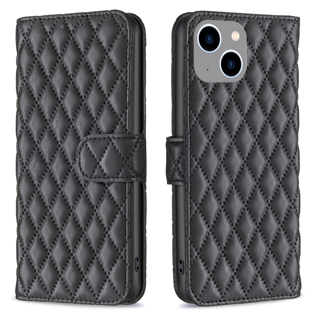 Custodia a portafoglio trapuntate iPhone 15, nero