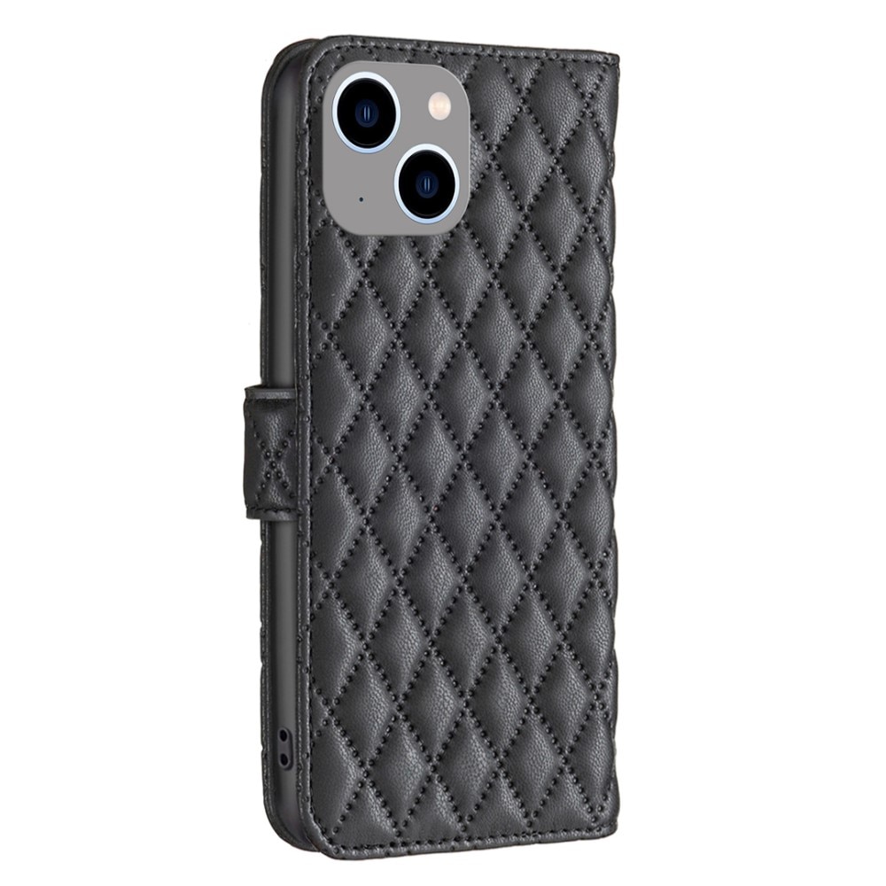 Custodia a portafoglio trapuntate iPhone 15, nero