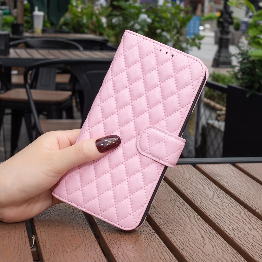 Custodia a portafoglio trapuntate iPhone 15, rosa
