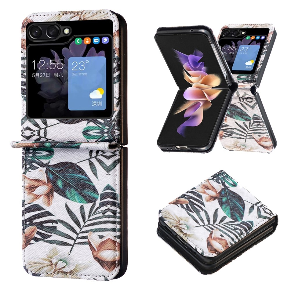 Cover in pelle Samsung Galaxy Z Flip 5 Green Leaves