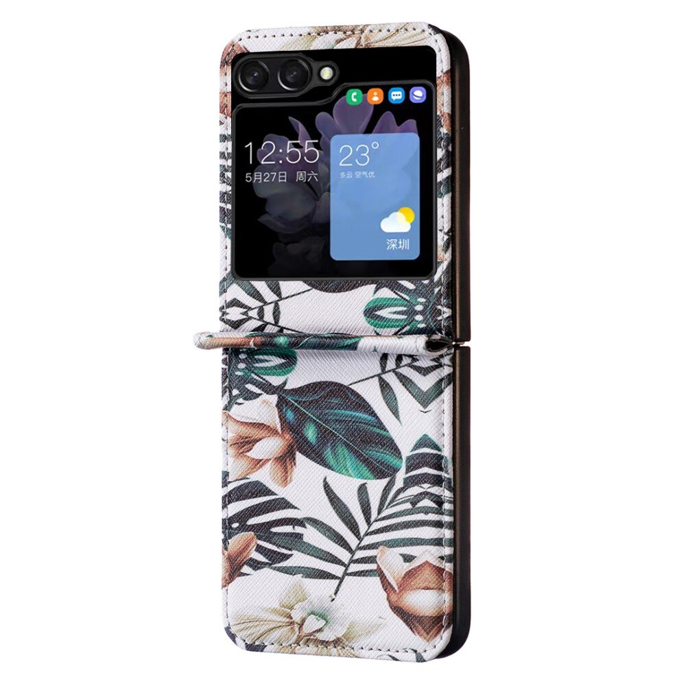 Cover in pelle Samsung Galaxy Z Flip 5 Green Leaves