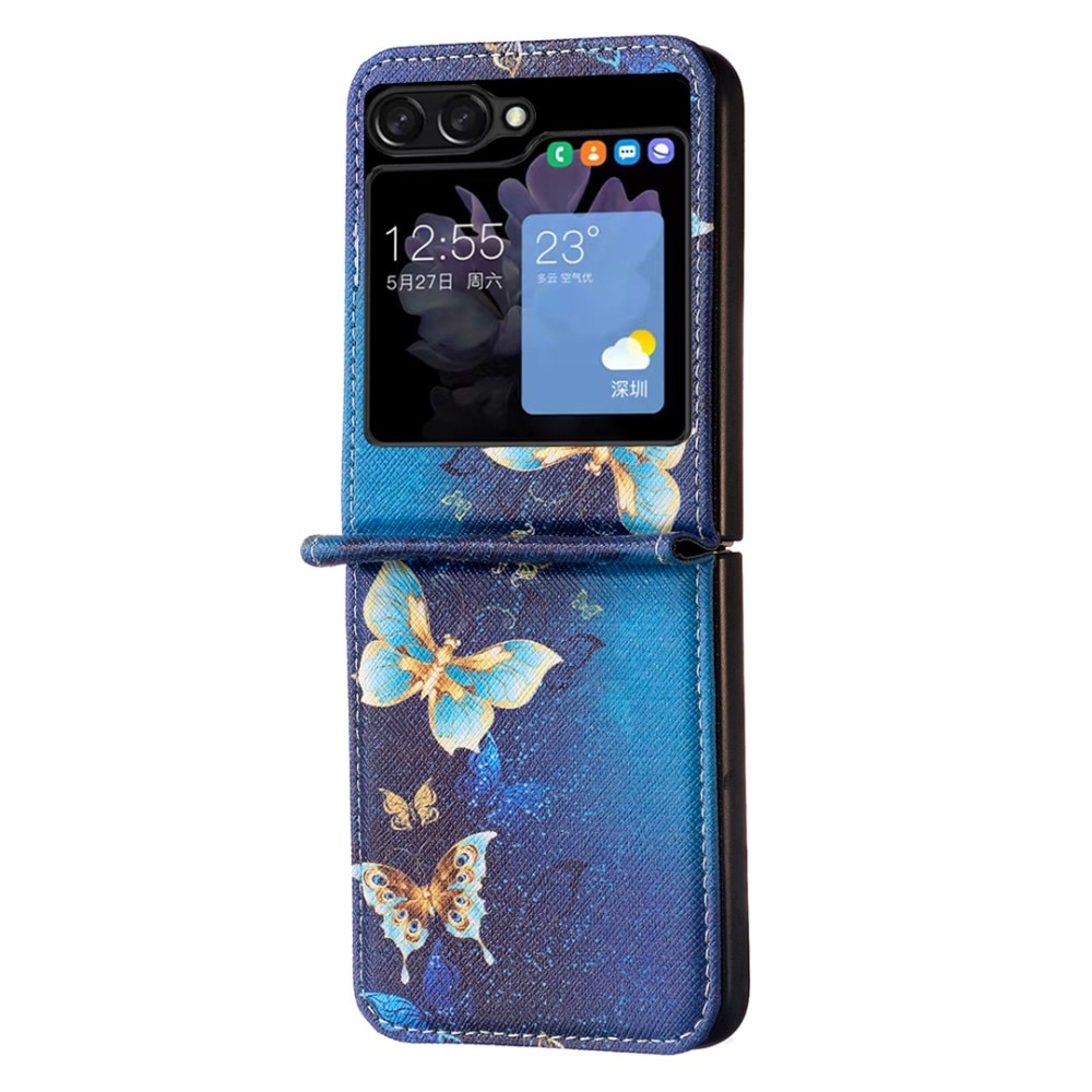 Cover in pelle Samsung Galaxy Z Flip 5 Blue Butterflies