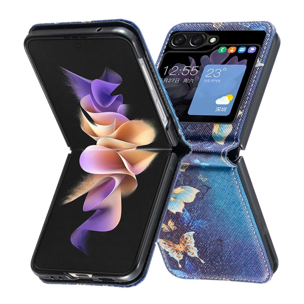 Cover in pelle Samsung Galaxy Z Flip 5 Blue Butterflies