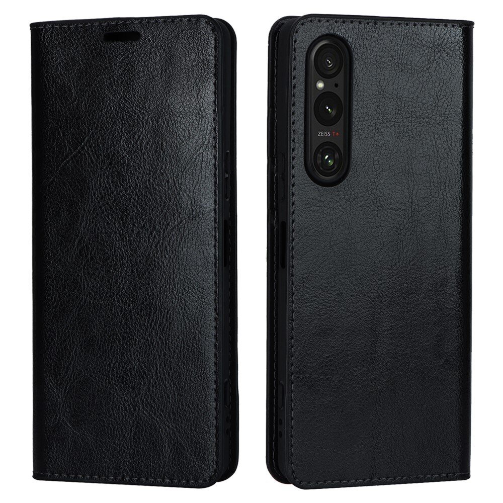 Cover Portafoglio in vera pelle Sony Xperia 1 VI nero