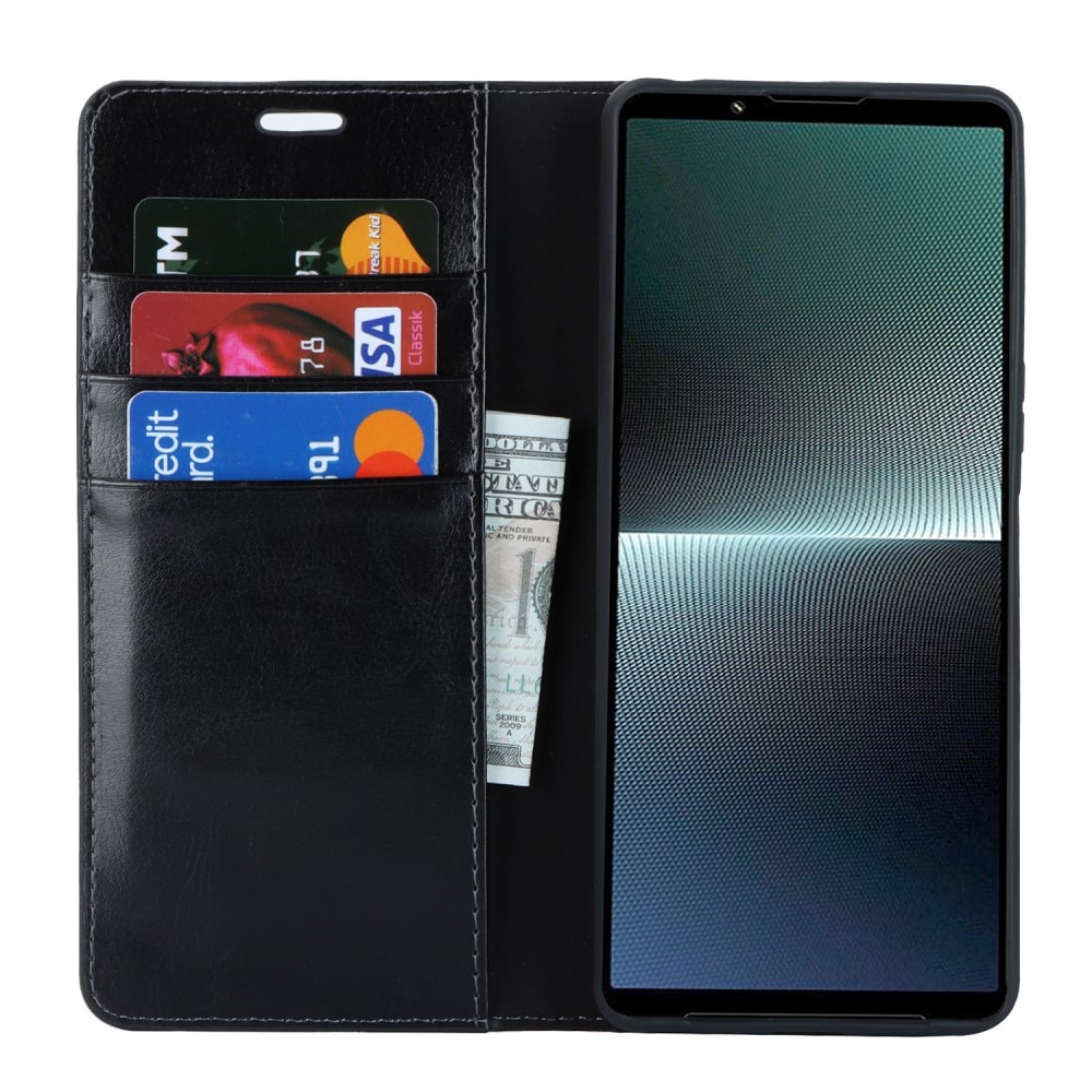 Cover Portafoglio in vera pelle Sony Xperia 1 V nero