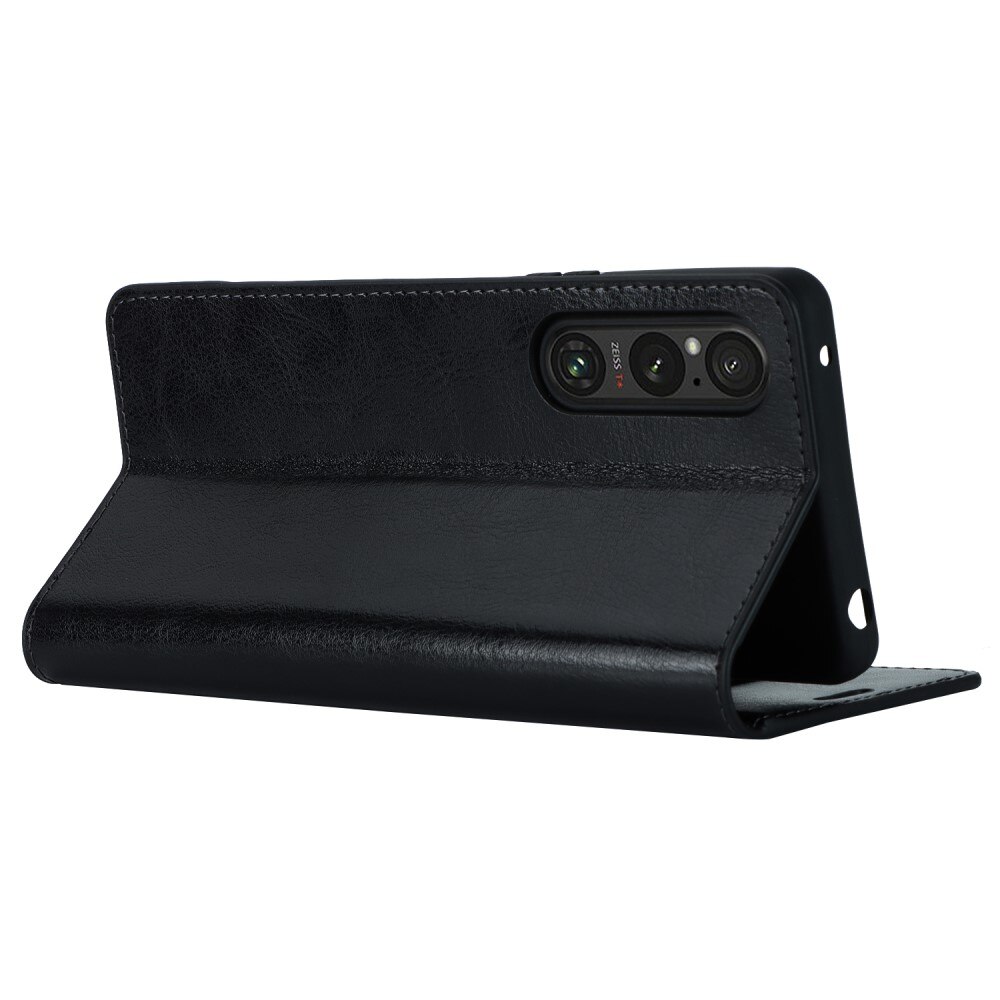 Cover Portafoglio in vera pelle Sony Xperia 1 V nero