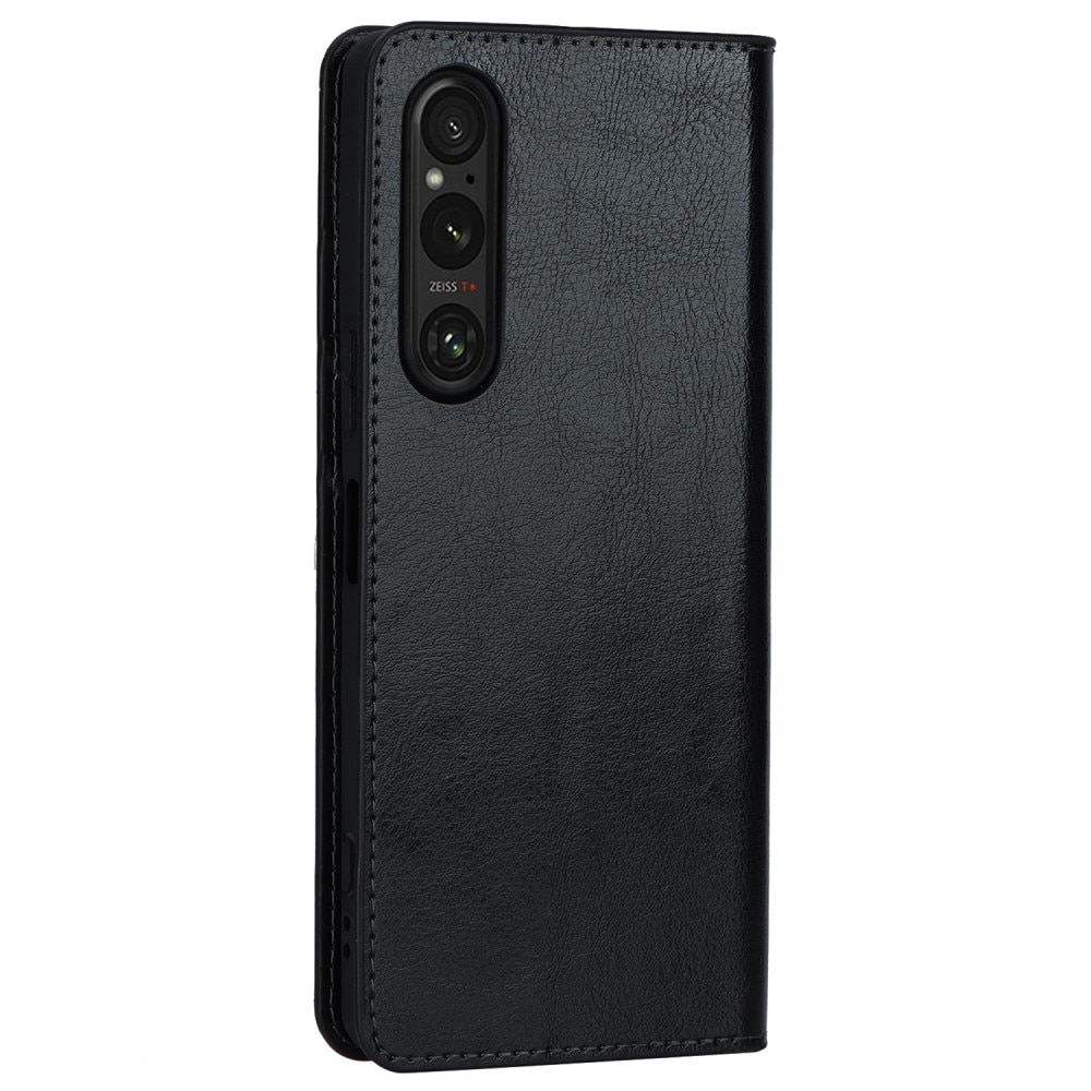 Cover Portafoglio in vera pelle Sony Xperia 1 V nero