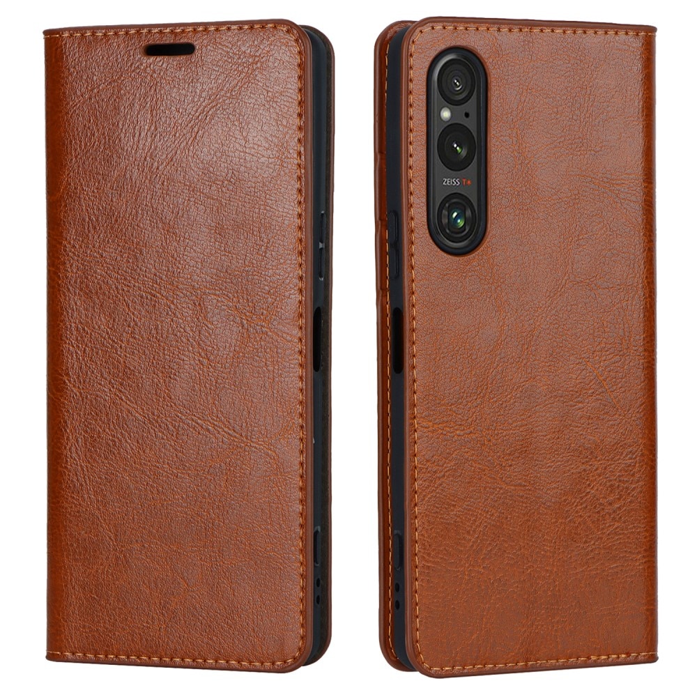 Cover Portafoglio in vera pelle Sony Xperia 1 VI marrone