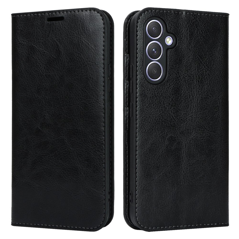 Cover Portafoglio in vera pelle Samsung Galaxy A54 nero