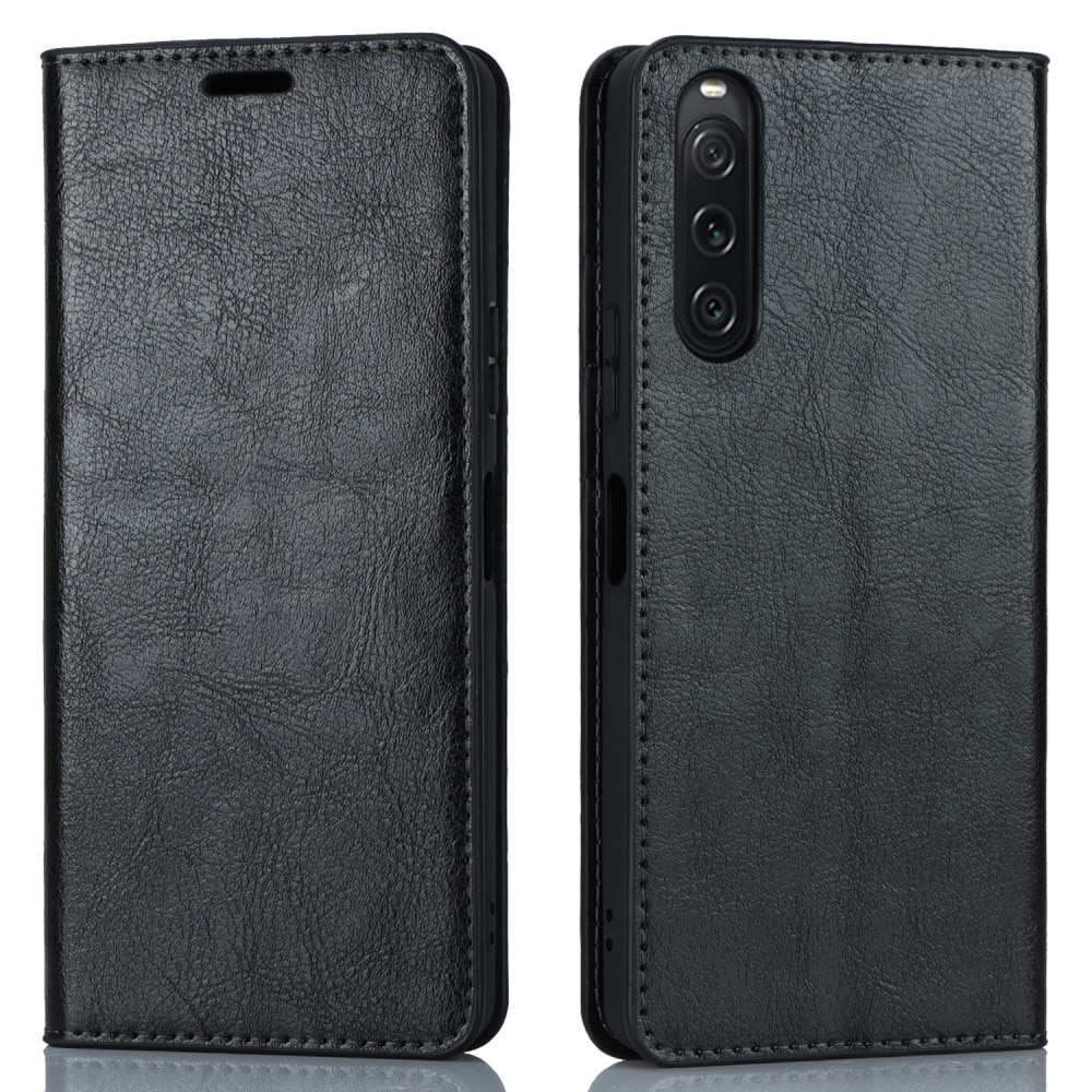 Cover Portafoglio in vera pelle Sony Xperia 5 VI nero