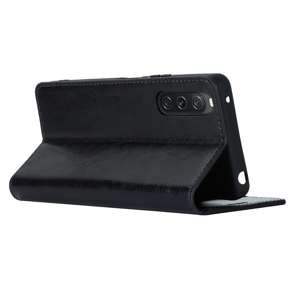 Cover Portafoglio in vera pelle Sony Xperia 10 V nero