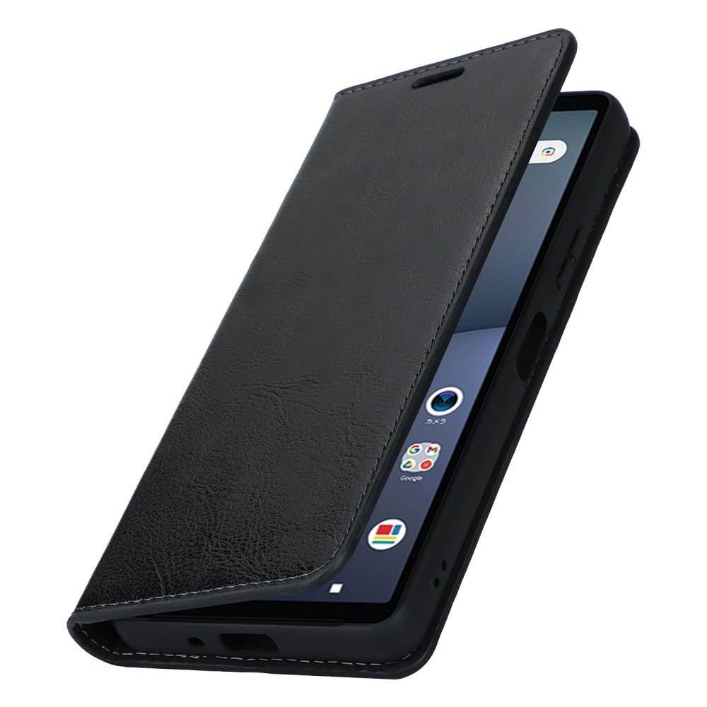 Cover Portafoglio in vera pelle Sony Xperia 5 V nero