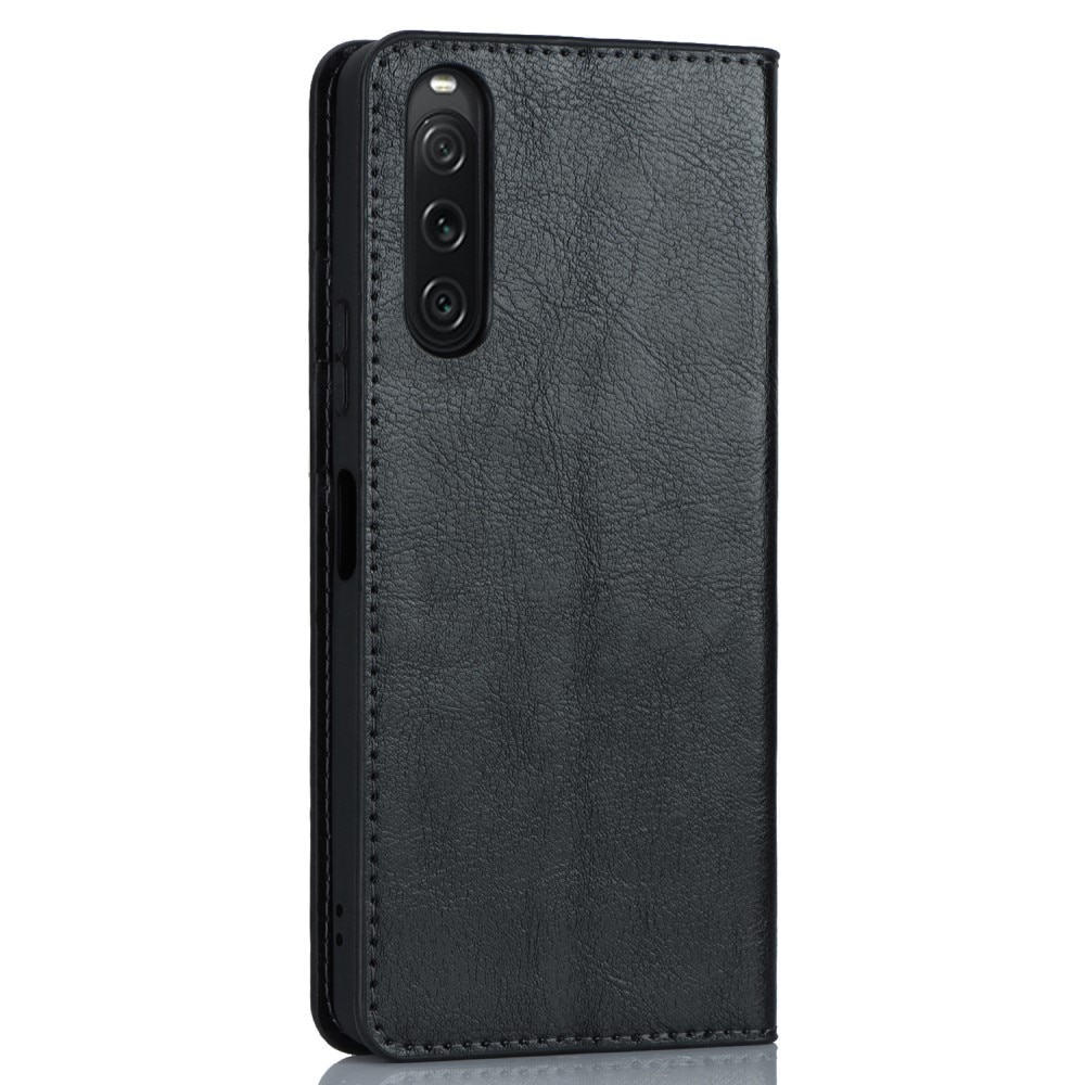 Cover Portafoglio in vera pelle Sony Xperia 10 V nero