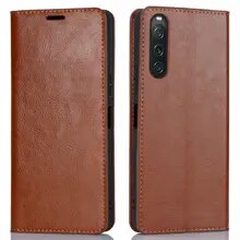 Cover Portafoglio in vera pelle Sony Xperia 10 V marrone