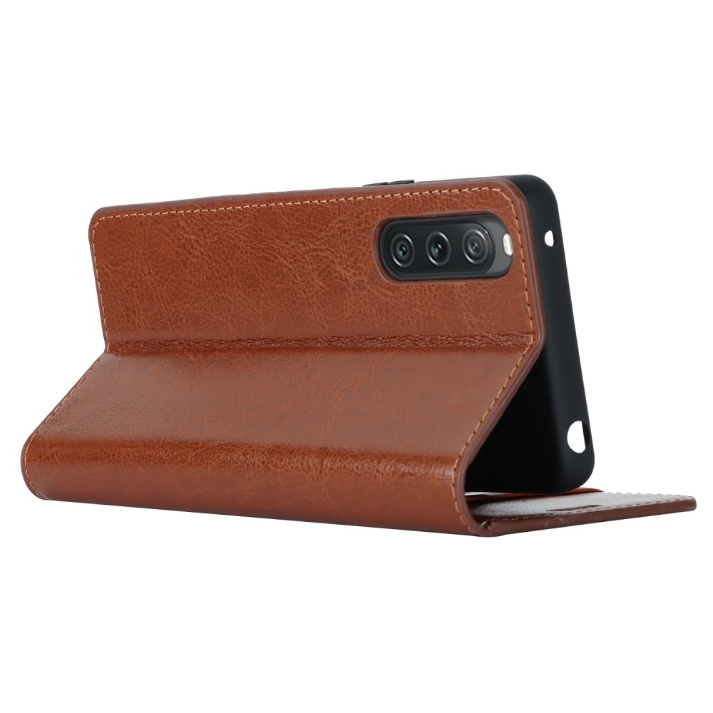 Cover Portafoglio in vera pelle Sony Xperia 10 V marrone