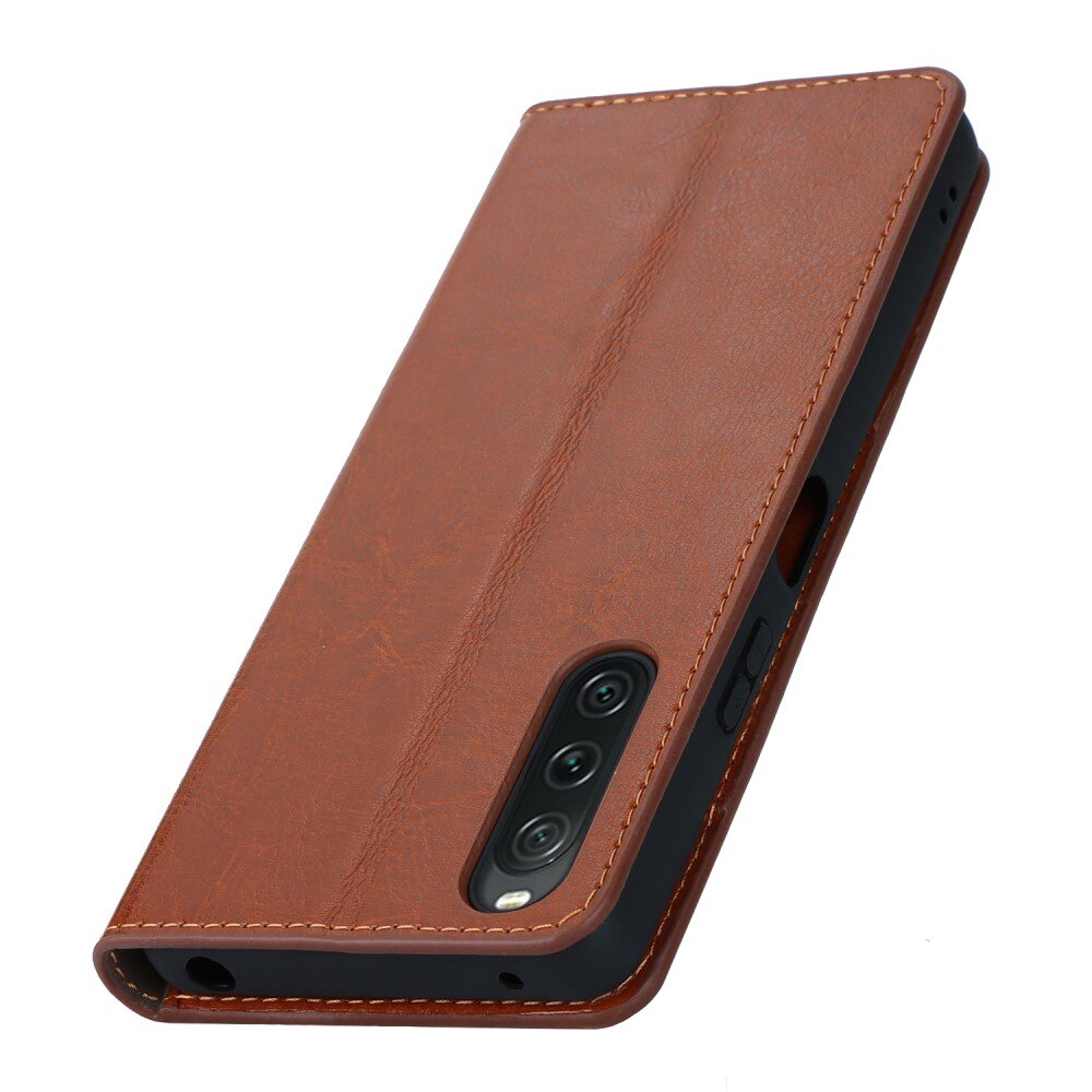 Cover Portafoglio in vera pelle Sony Xperia 10 V marrone