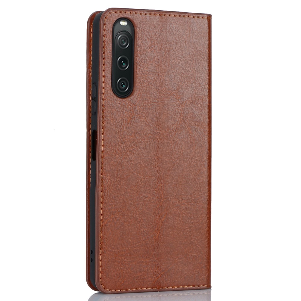 Cover Portafoglio in vera pelle Sony Xperia 10 V marrone