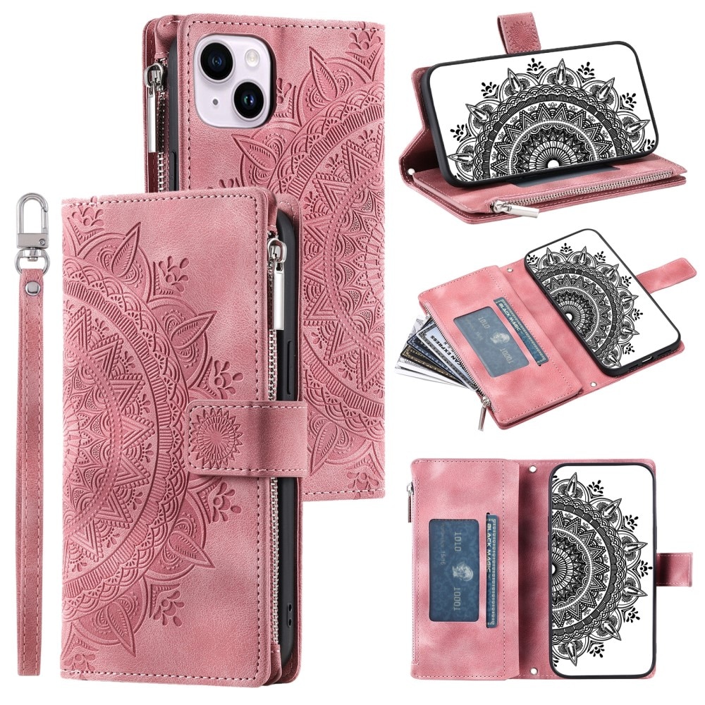 Borsa a portafoglio Mandala iPhone 15, rosa