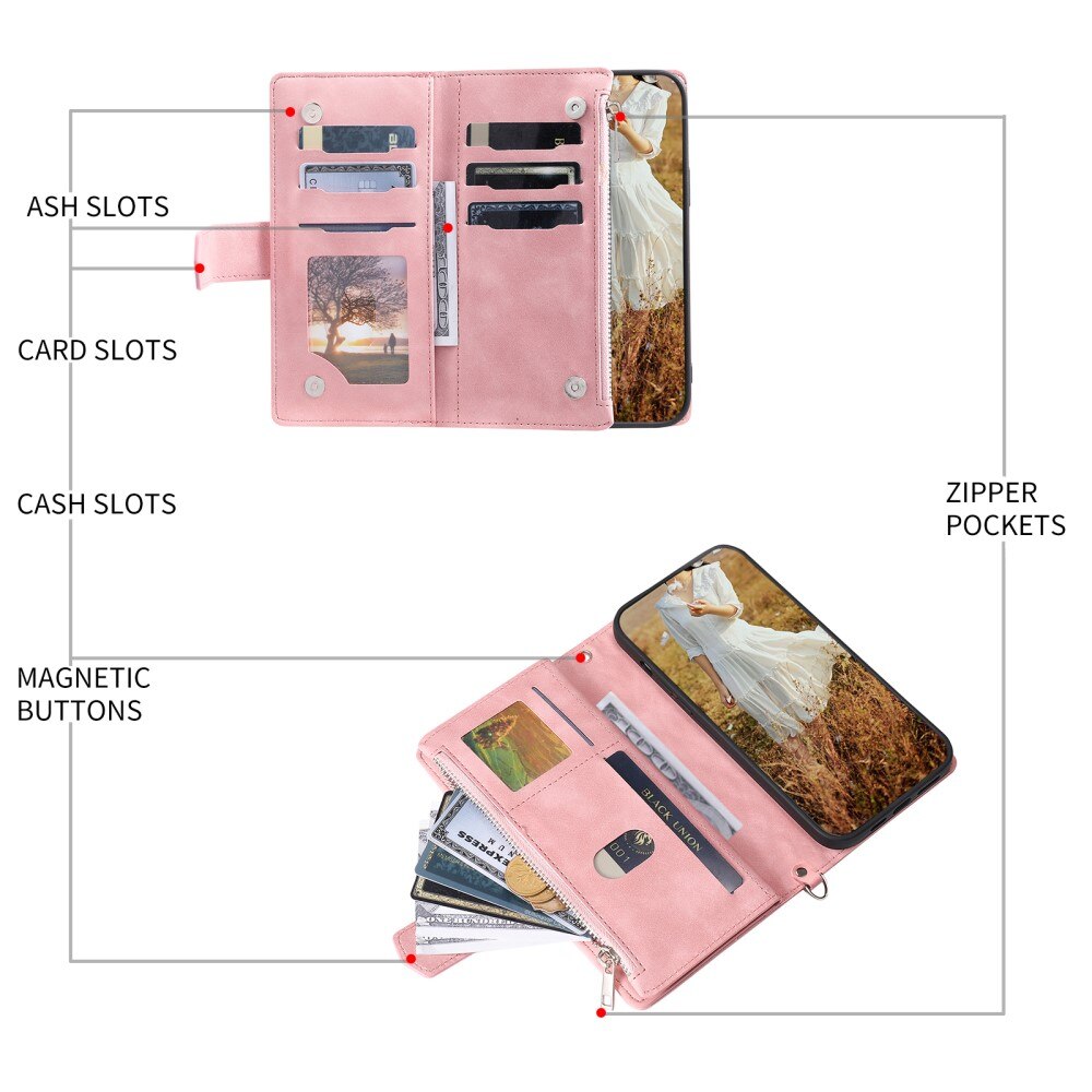 Borsa a portafoglio trapuntata iPhone 15 rosa