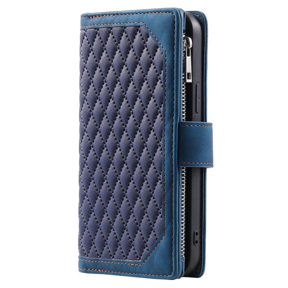 Borsa a portafoglio trapuntata iPhone 15 Plus Blu