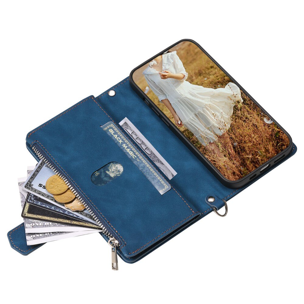 Borsa a portafoglio trapuntata iPhone 15 Plus Blu