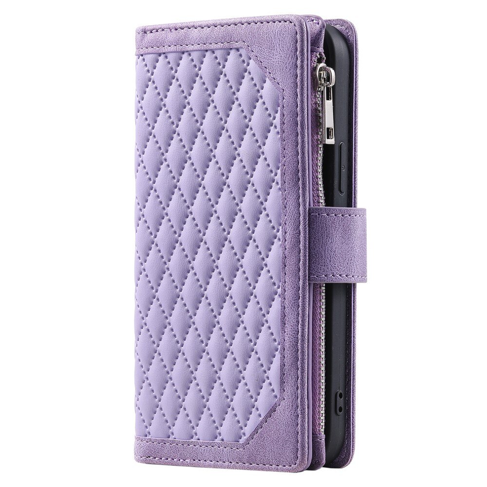 Borsa a portafoglio trapuntata iPhone 15 Plus Viola