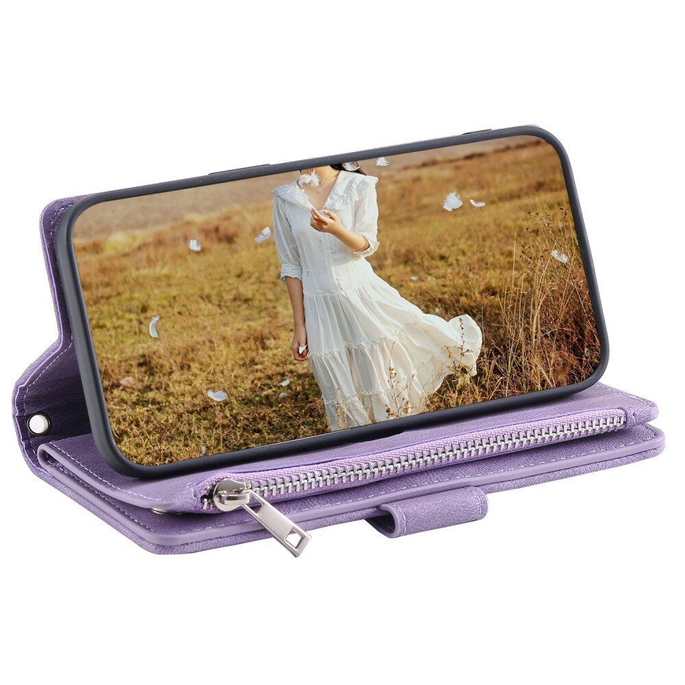 Borsa a portafoglio trapuntata iPhone 15 Plus Viola