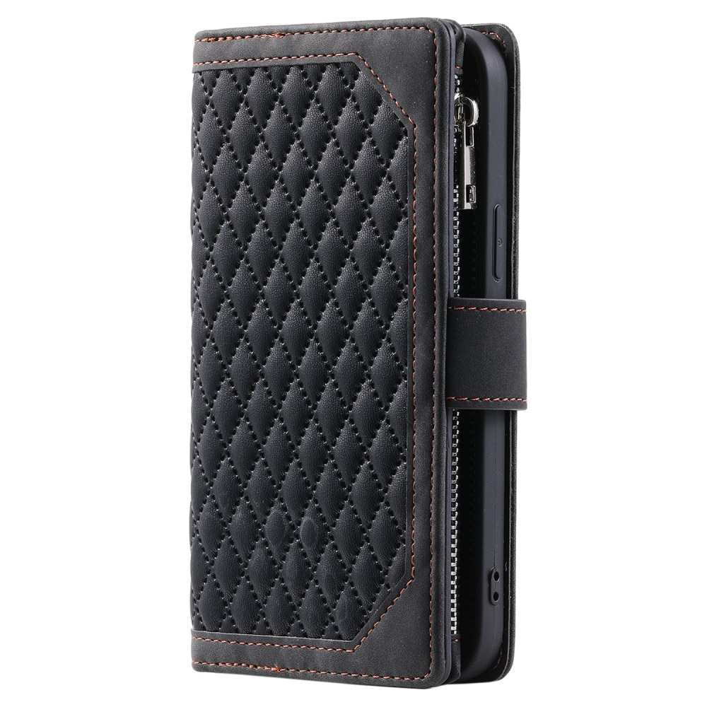 Borsa a portafoglio trapuntata iPhone 15 Plus Nero