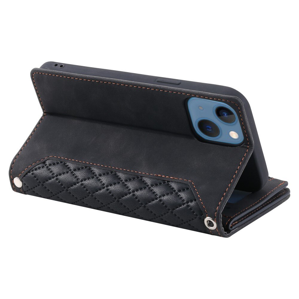 Borsa a portafoglio trapuntata iPhone 15 Plus Nero