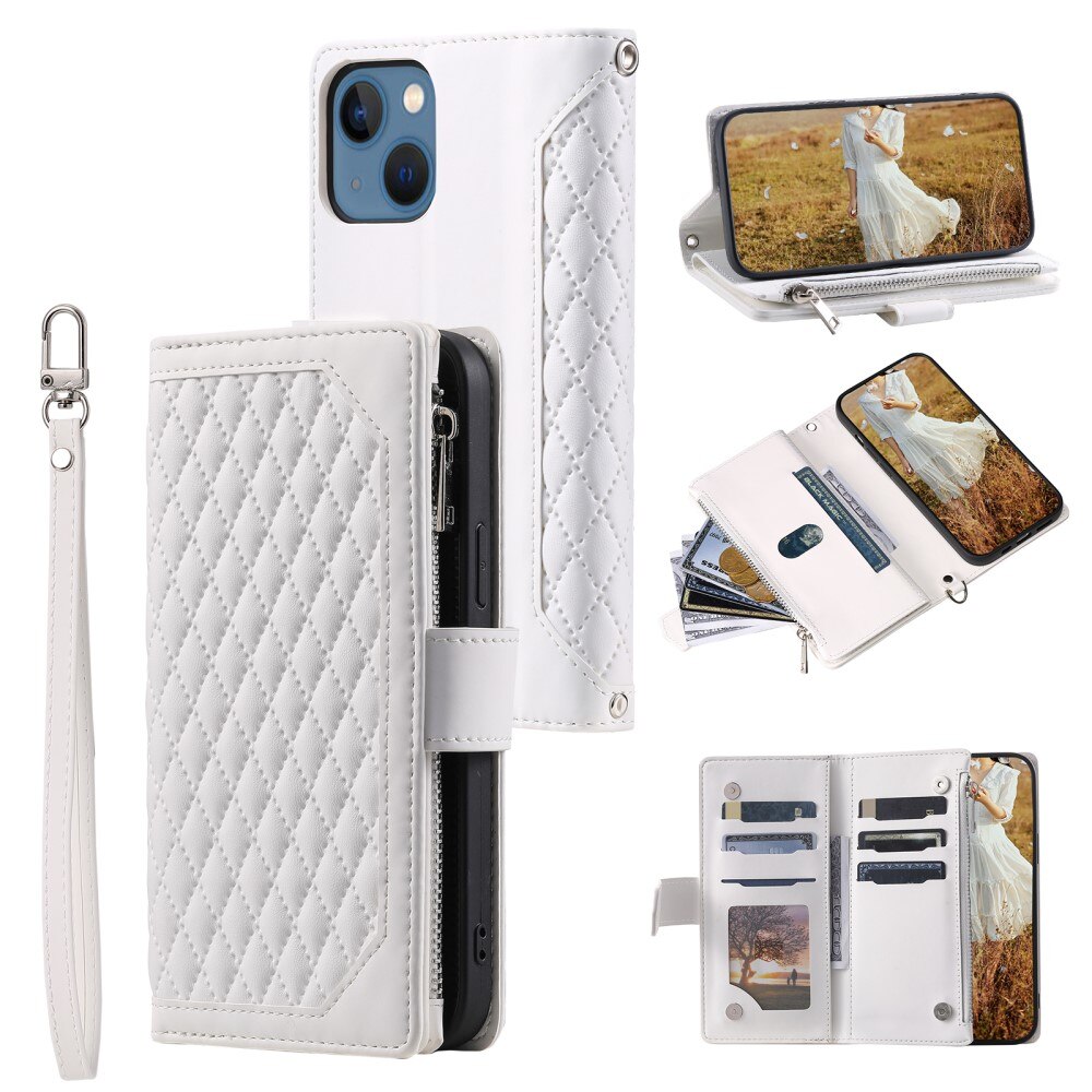 Borsa a portafoglio trapuntata iPhone 15 Plus Bianco