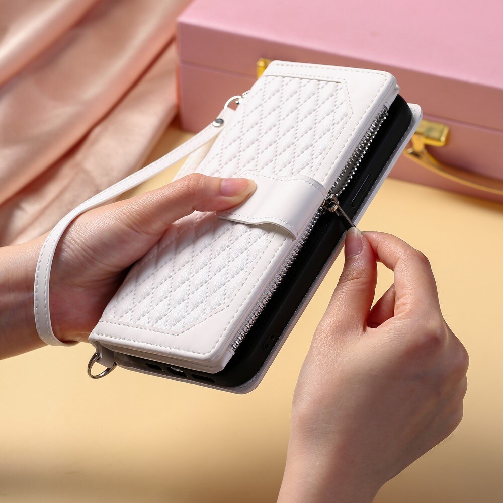 Borsa a portafoglio trapuntata iPhone 15 Plus Bianco