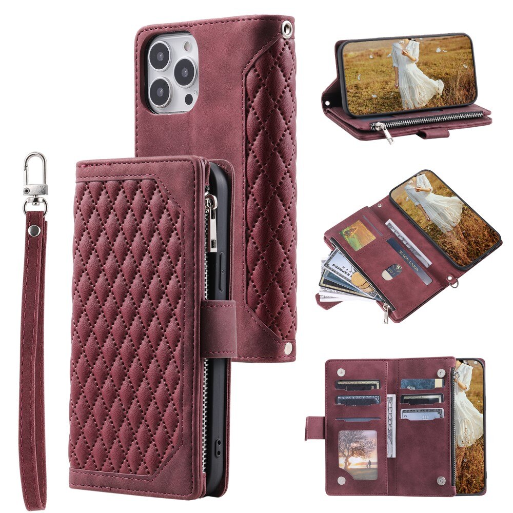 Borsa a portafoglio trapuntata iPhone 15 Pro Max Rosso