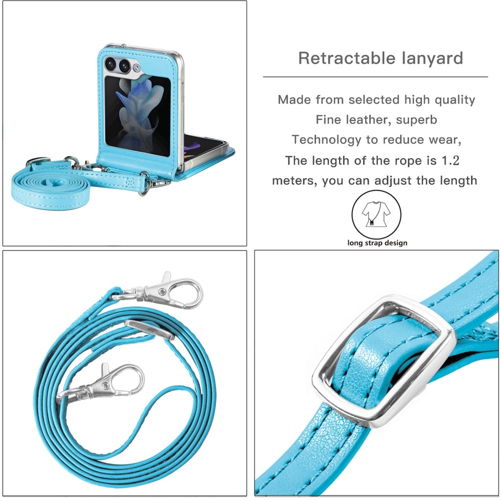Custodia in pelle a farfalle per Samsung Galaxy Z Flip 5, blu