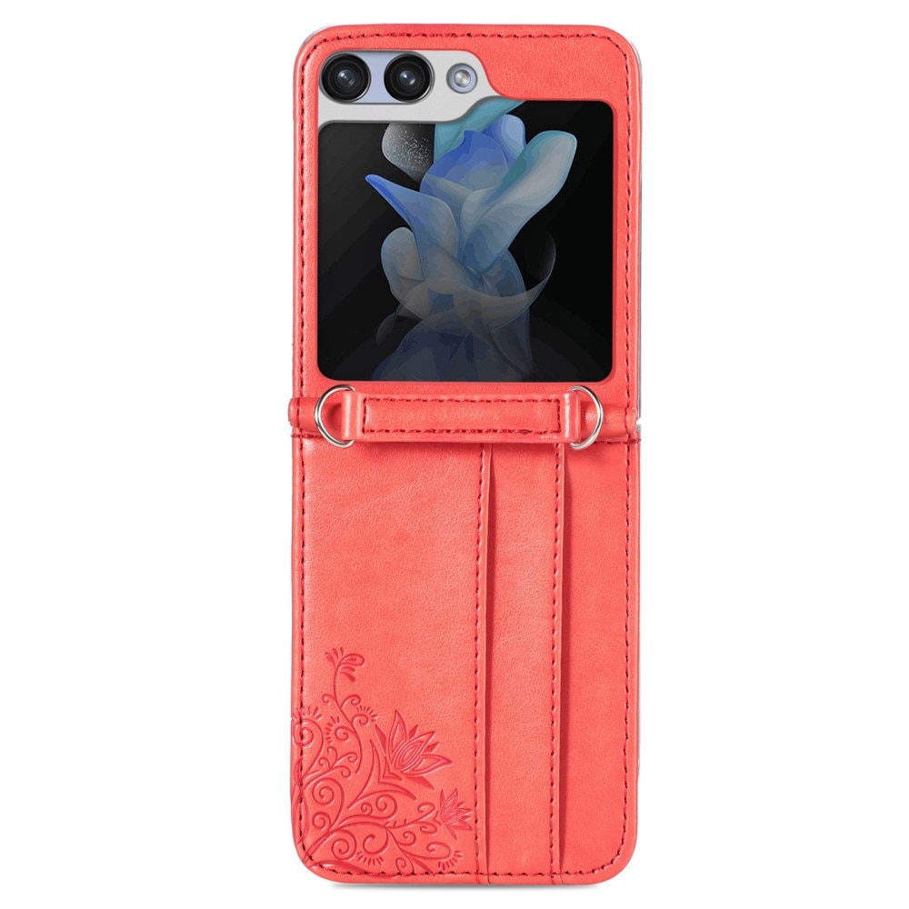 Custodia in pelle a farfalle per Samsung Galaxy Z Flip 5, rosso
