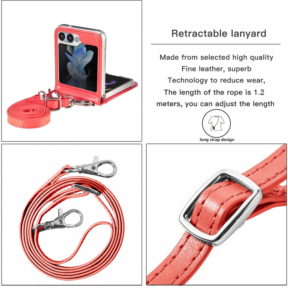 Custodia in pelle a farfalle per Samsung Galaxy Z Flip 5, rosso