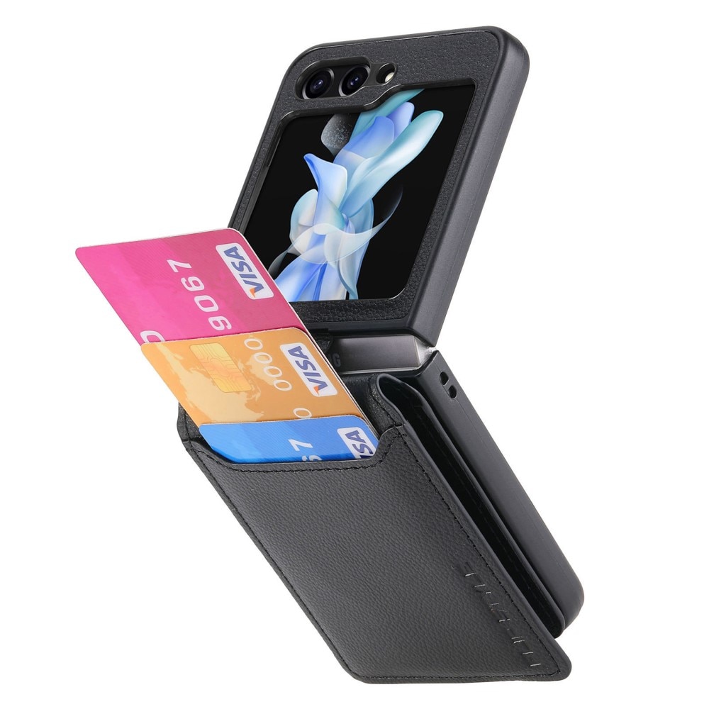 Cover con porta anelli + portacarte Samsung Galaxy Z Flip 5, nero