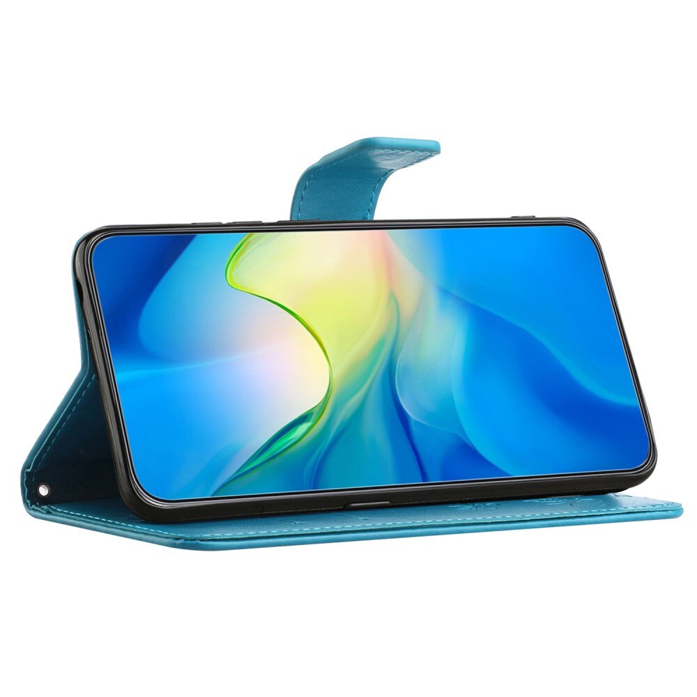 Custodia in pelle a farfalle per Samsung Galaxy S23 FE, blu