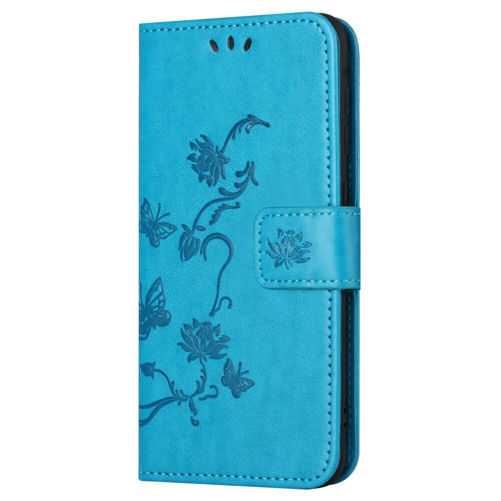 Custodia in pelle a farfalle per Samsung Galaxy S23 FE, blu