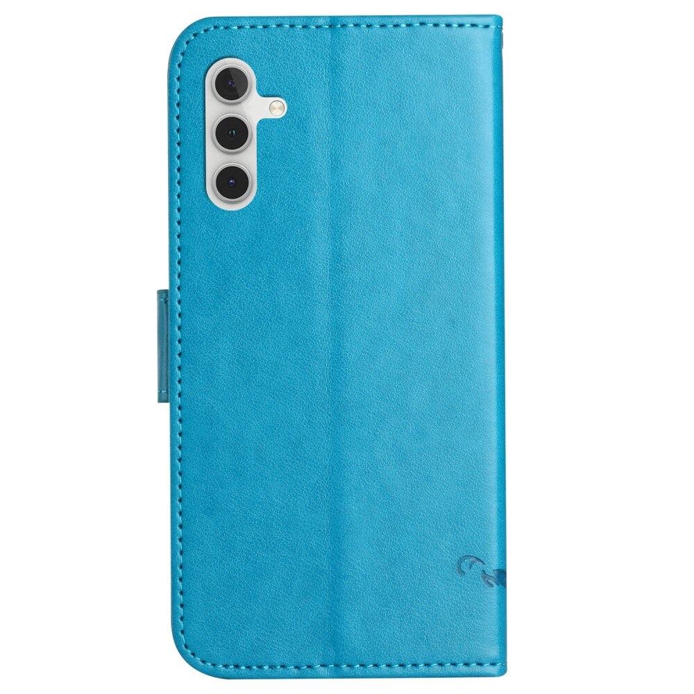 Custodia in pelle a farfalle per Samsung Galaxy S23 FE, blu