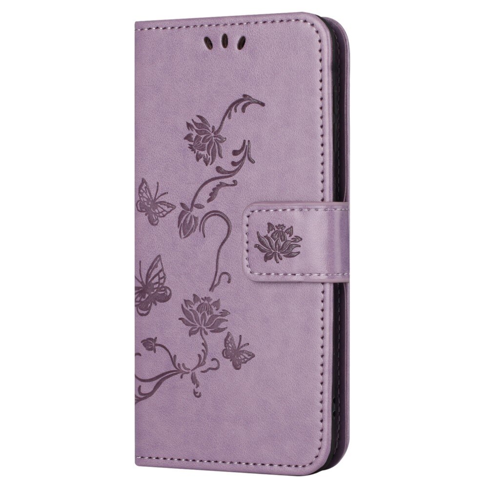 Custodia in pelle a farfalle per Samsung Galaxy S23 FE, viola