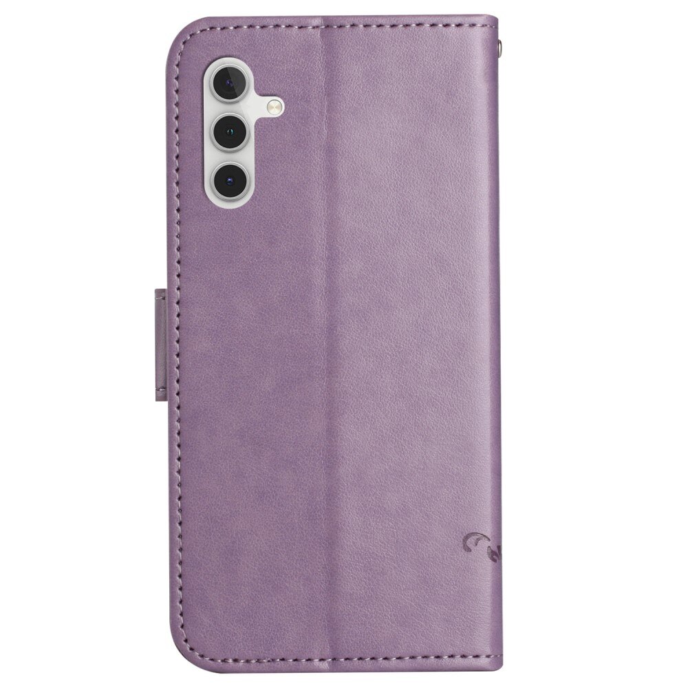 Custodia in pelle a farfalle per Samsung Galaxy S23 FE, viola