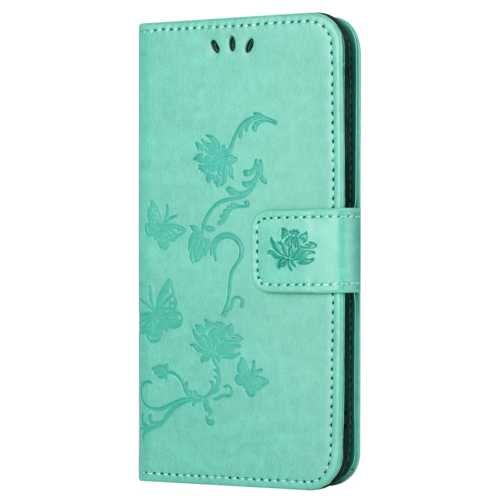 Custodia in pelle a farfalle per Samsung Galaxy S23 FE, verde