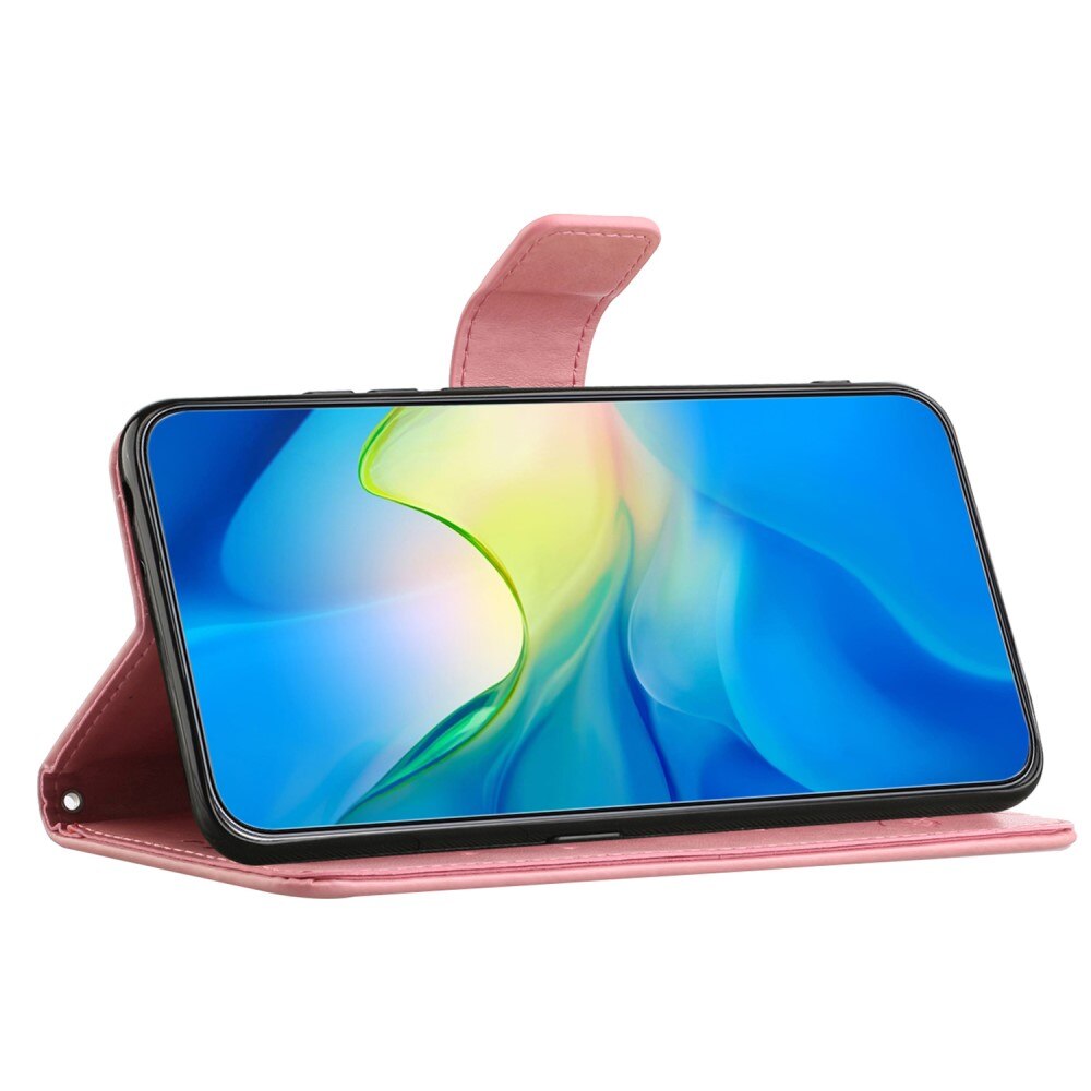 Custodia in pelle a farfalle per Samsung Galaxy S23 FE, rosa