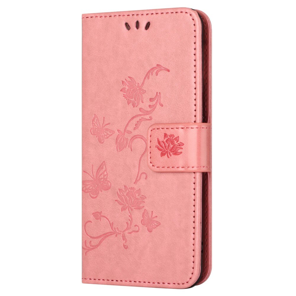 Custodia in pelle a farfalle per Samsung Galaxy S23 FE, rosa