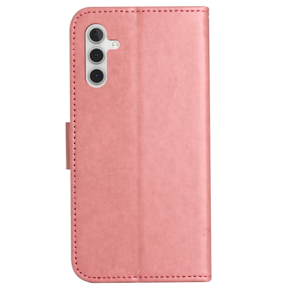 Custodia in pelle a farfalle per Samsung Galaxy S23 FE, rosa