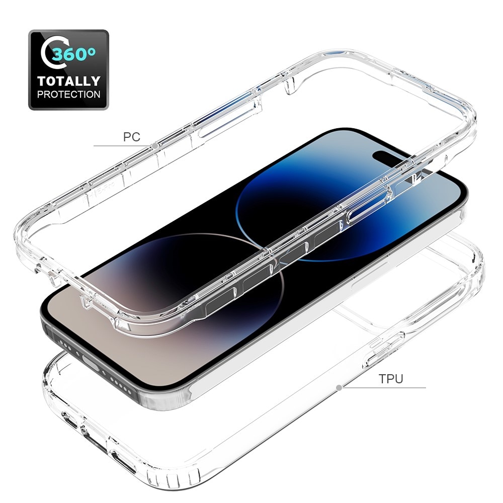 Cover protezione totale iPhone 15 Pro trasparente