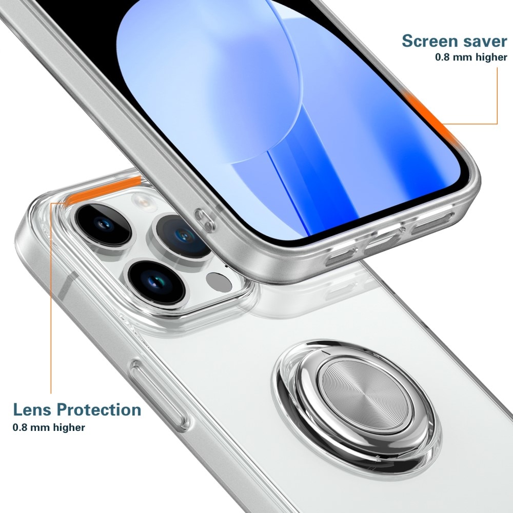 Cover Finger Ring Kickstand iPhone 15 Plus trasparente